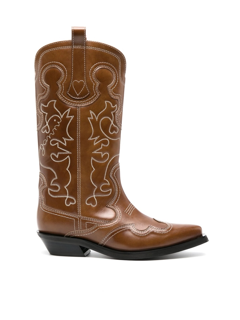 Ganni Brown Mid-Calf Western Boots